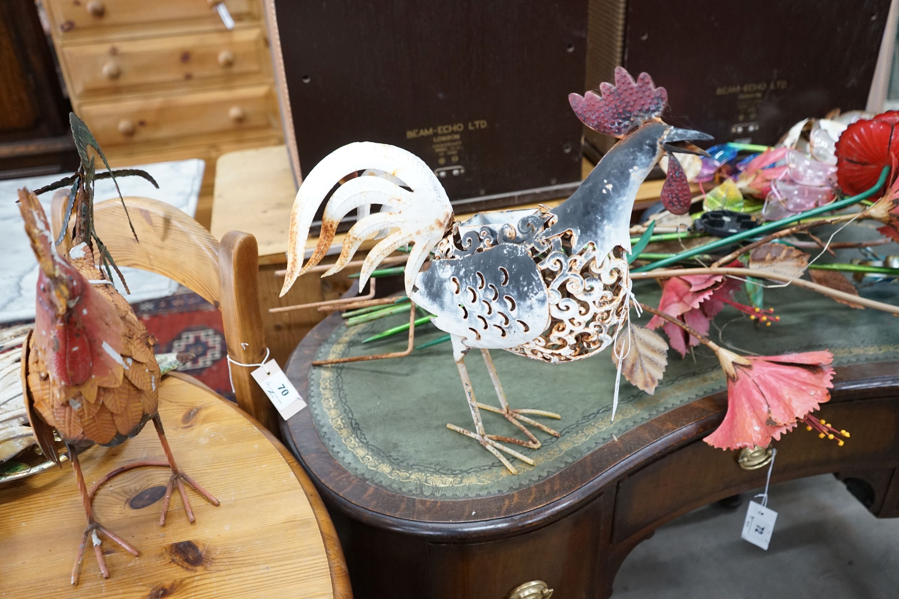 A quantity of metal garden ornaments